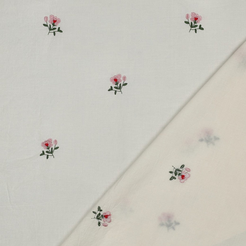 Vävd Voile Blomma broderad 'Creme'