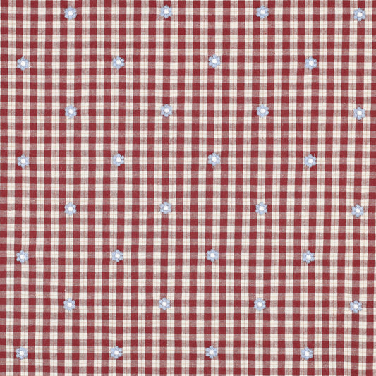 Broderad Vävd Rutig Blomma 'Light Red'