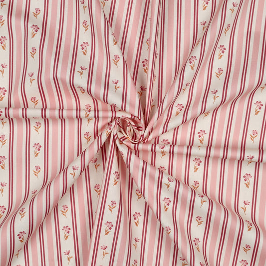 Woven Fabric Flower Stripes 'Rose'