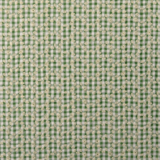 Gewebter Stoff Stickerei Kariert 'Olive Green'
