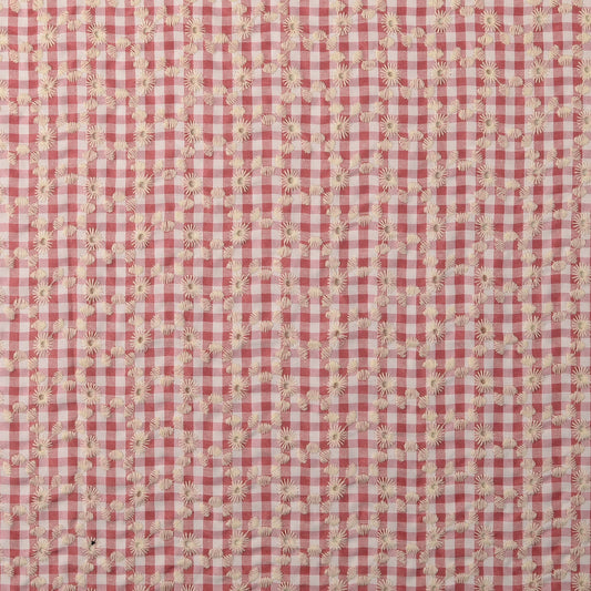 Gewebter Stoff Stickerei Kariert 'Old Pink'