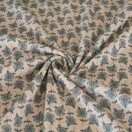 Pointelle Blumen Aqua 'Beige'