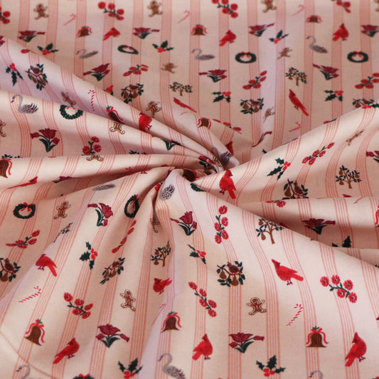 Vävd Randig Jul 'Light Pink'