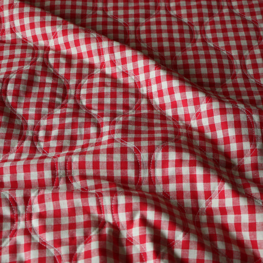 Quiltat Tyg Rutig 'Röd'