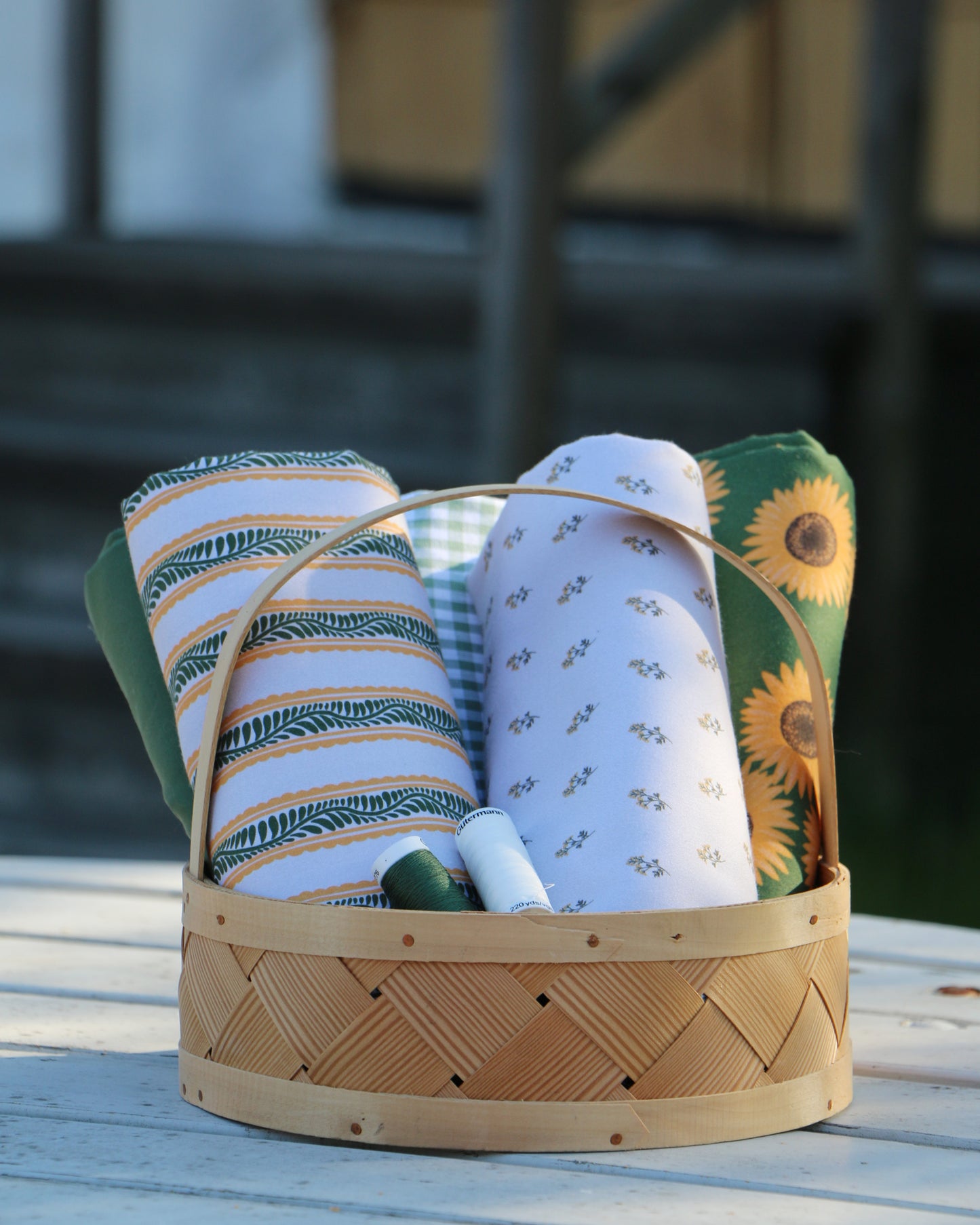 Vävd Randigt växt 'Moss Green & Creme'