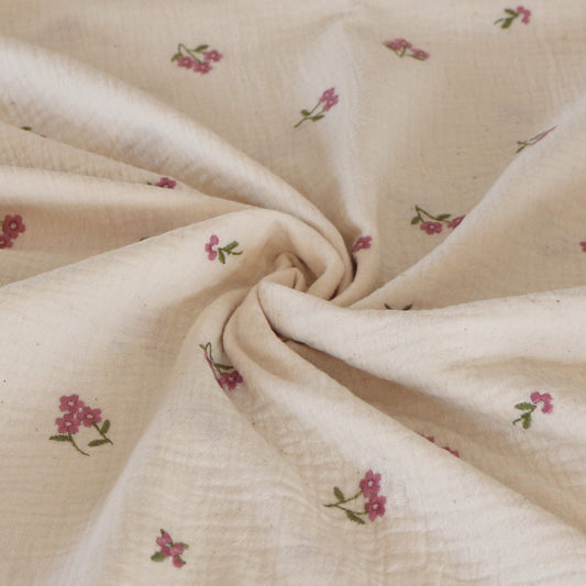 Musselin Bestickt Blume Rose 'Creme'