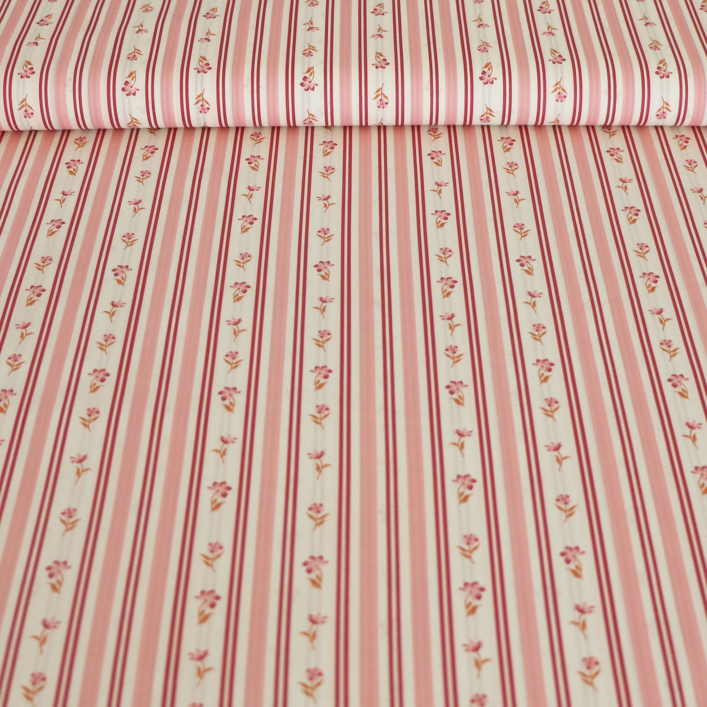 Woven Fabric Flower Stripes 'Rose'
