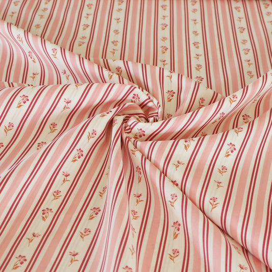 Woven Fabric Flower Stripes 'Rose'
