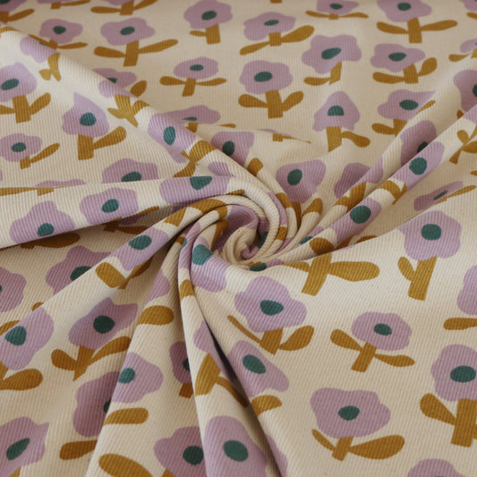 Rippenjersey Blume Lila 'Creme'