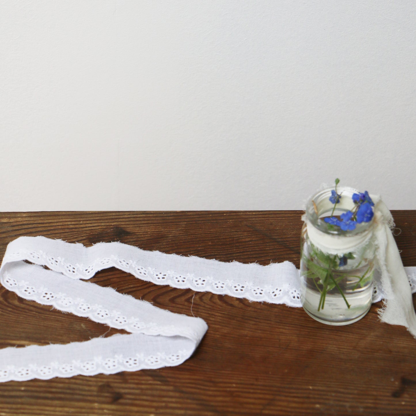 Embroidered Eyelet Lace – White with Floral Pattern small