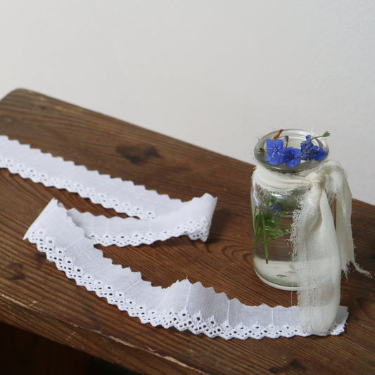 Embroidered Eyelet Lace ZigZag – White