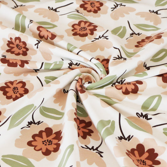 French Terry Flowers 'Creme'
