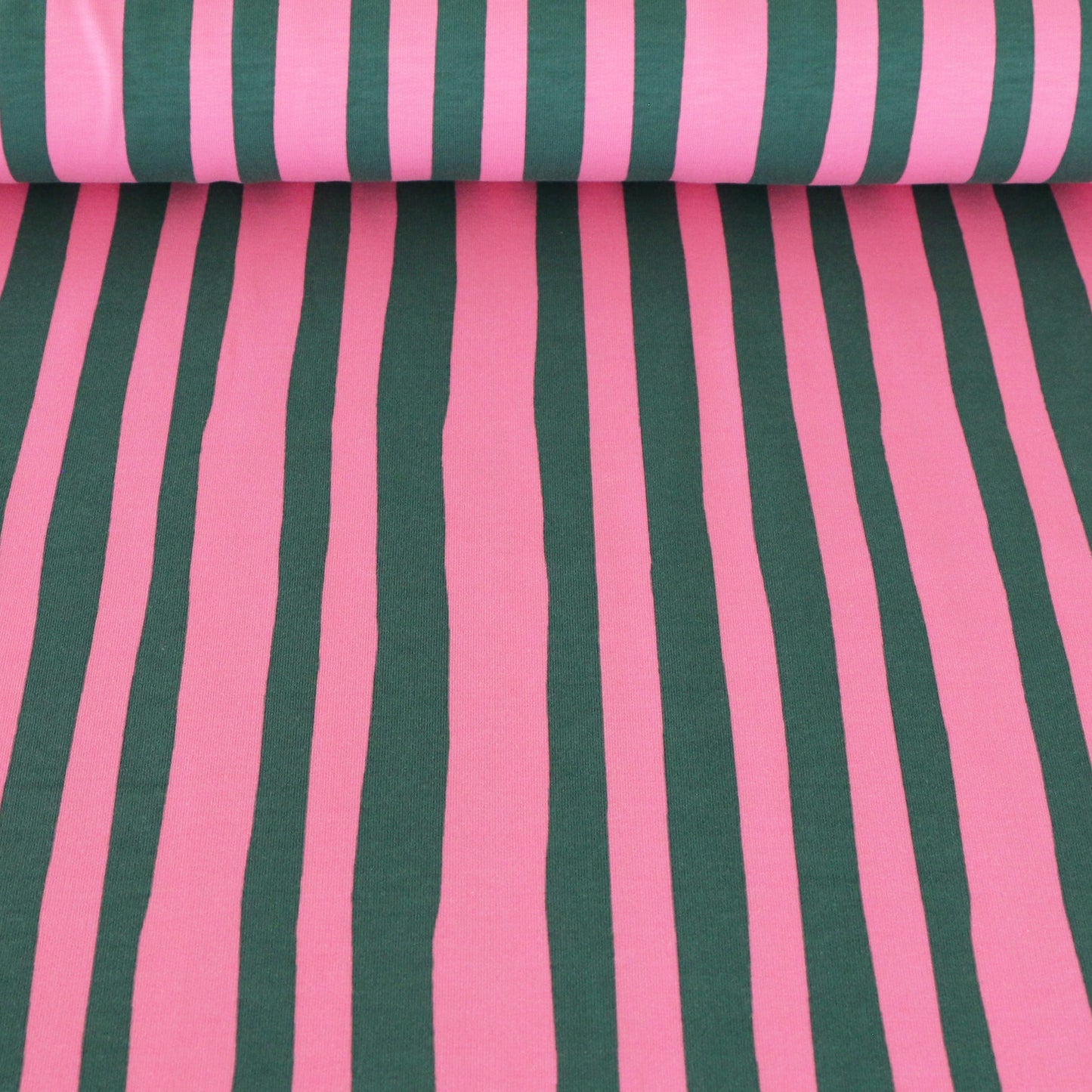 French Terry Randig 'Green & Pink'