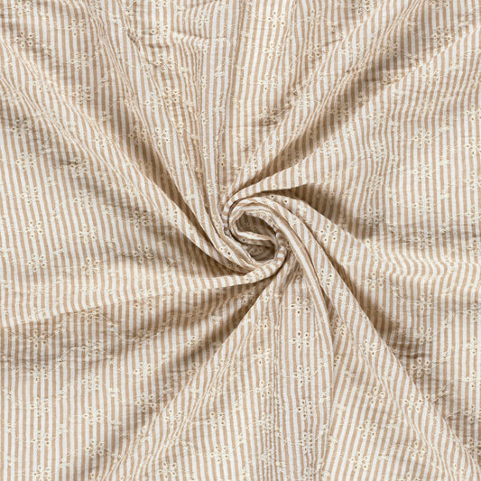 Broderad Vävd Randig 'Beige'