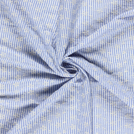 Broderad Vävd Randig 'Blue'