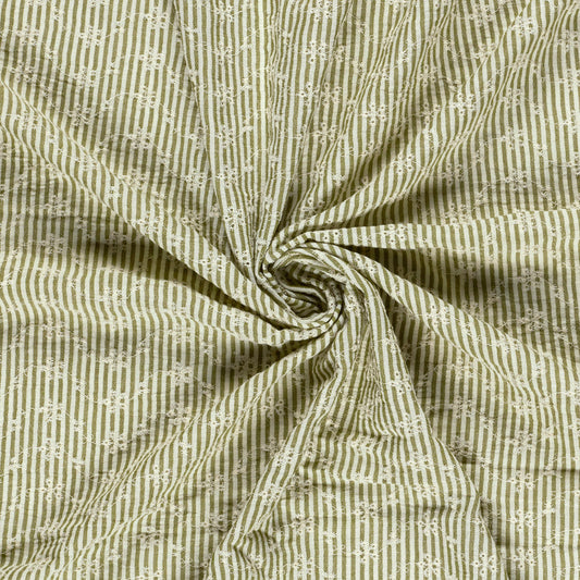 Broderad Vävd Randig 'Light Green'