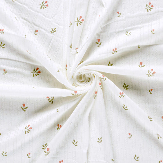 Pointelle Trikå Flower 'Creme'