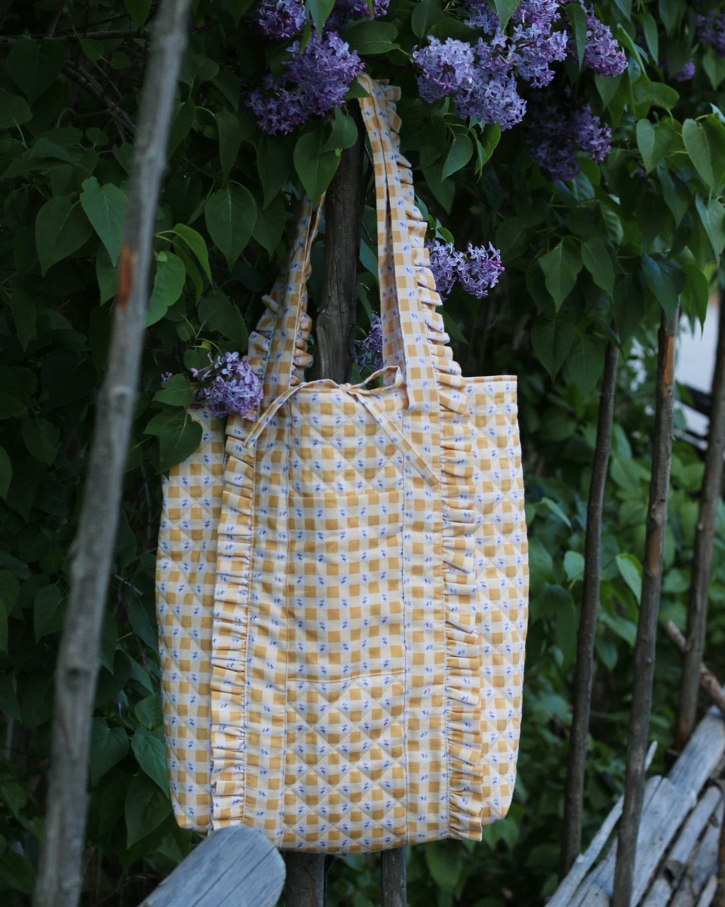 Vävd Rutigt Blomma 'Butter & Creme'