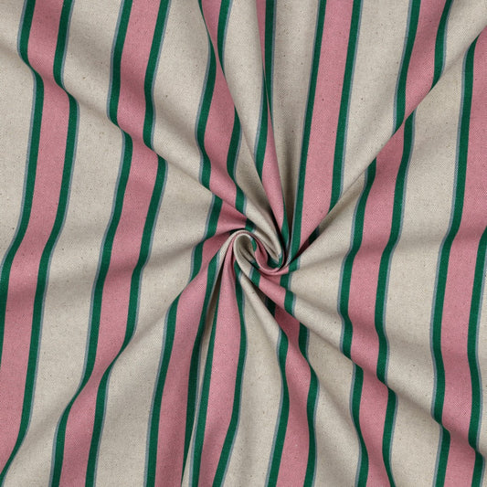 Woven Canvas Stripes 'Nature, Rosa, Green, Blue'
