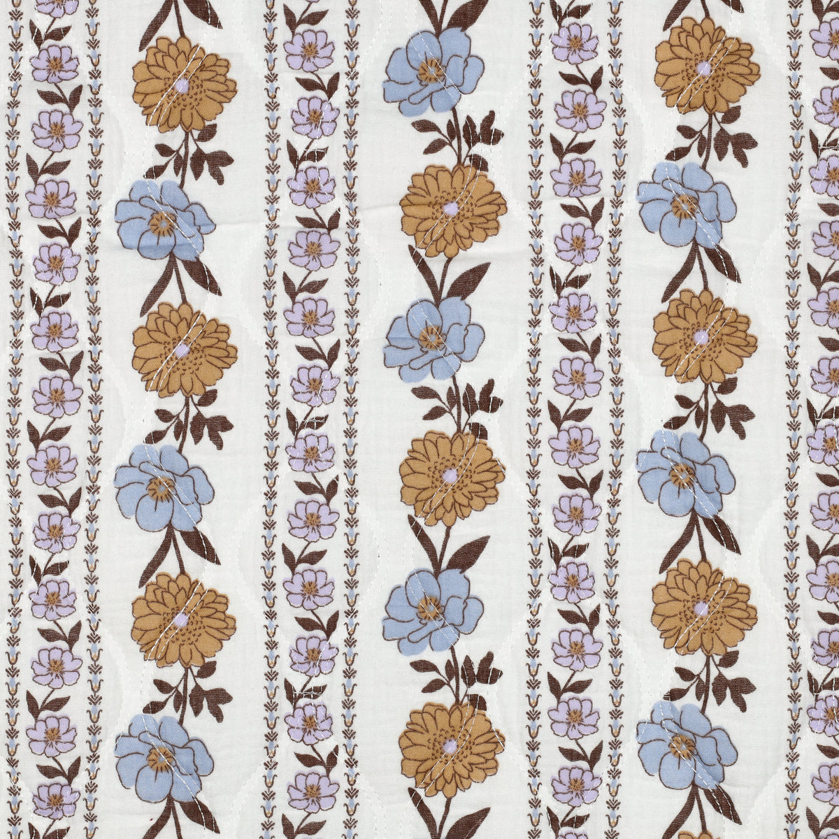 Muslin Steppstoff Blommor 'White'