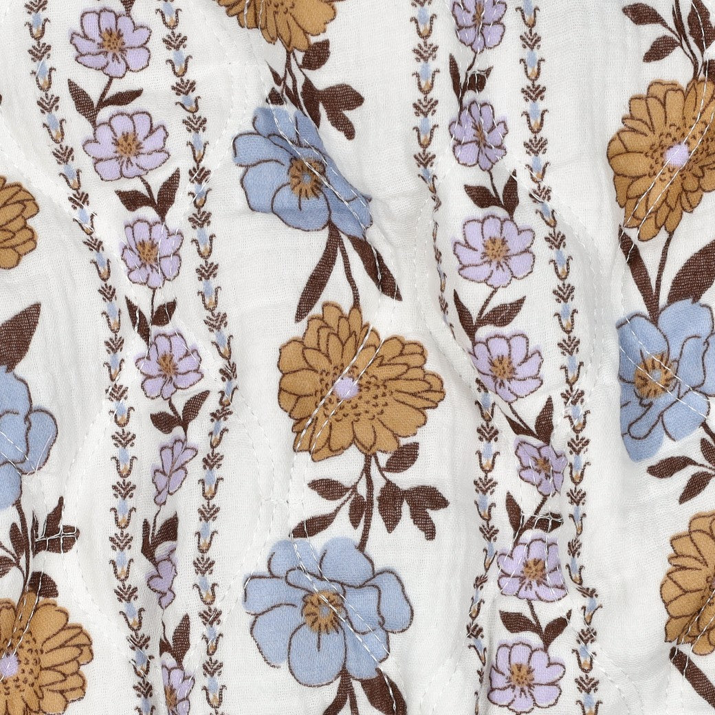 Muslin Steppstoff Blommor 'White'