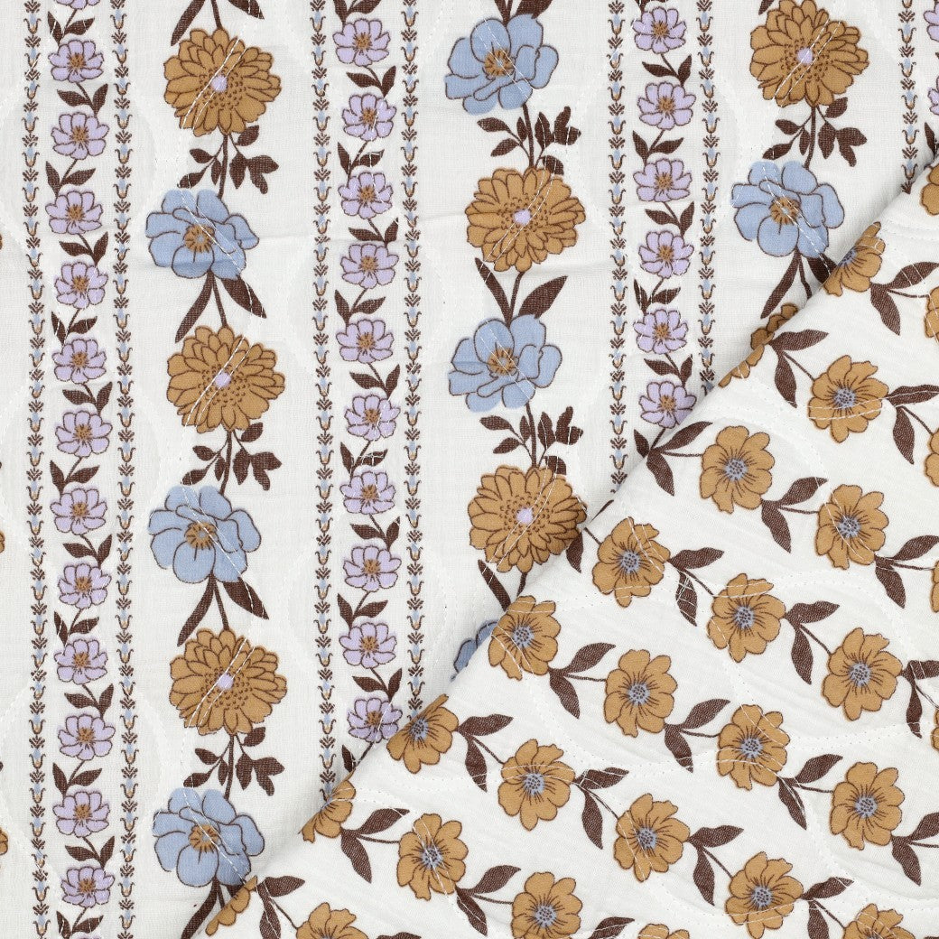 Muslin Steppstoff Blommor 'White'