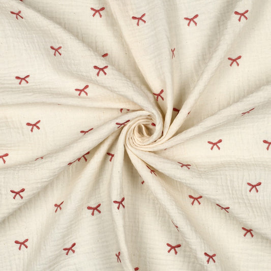 Muslin Broderad Rosett 'Creme'