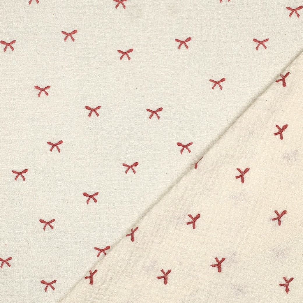 Muslin Broderad Rosett 'Creme'