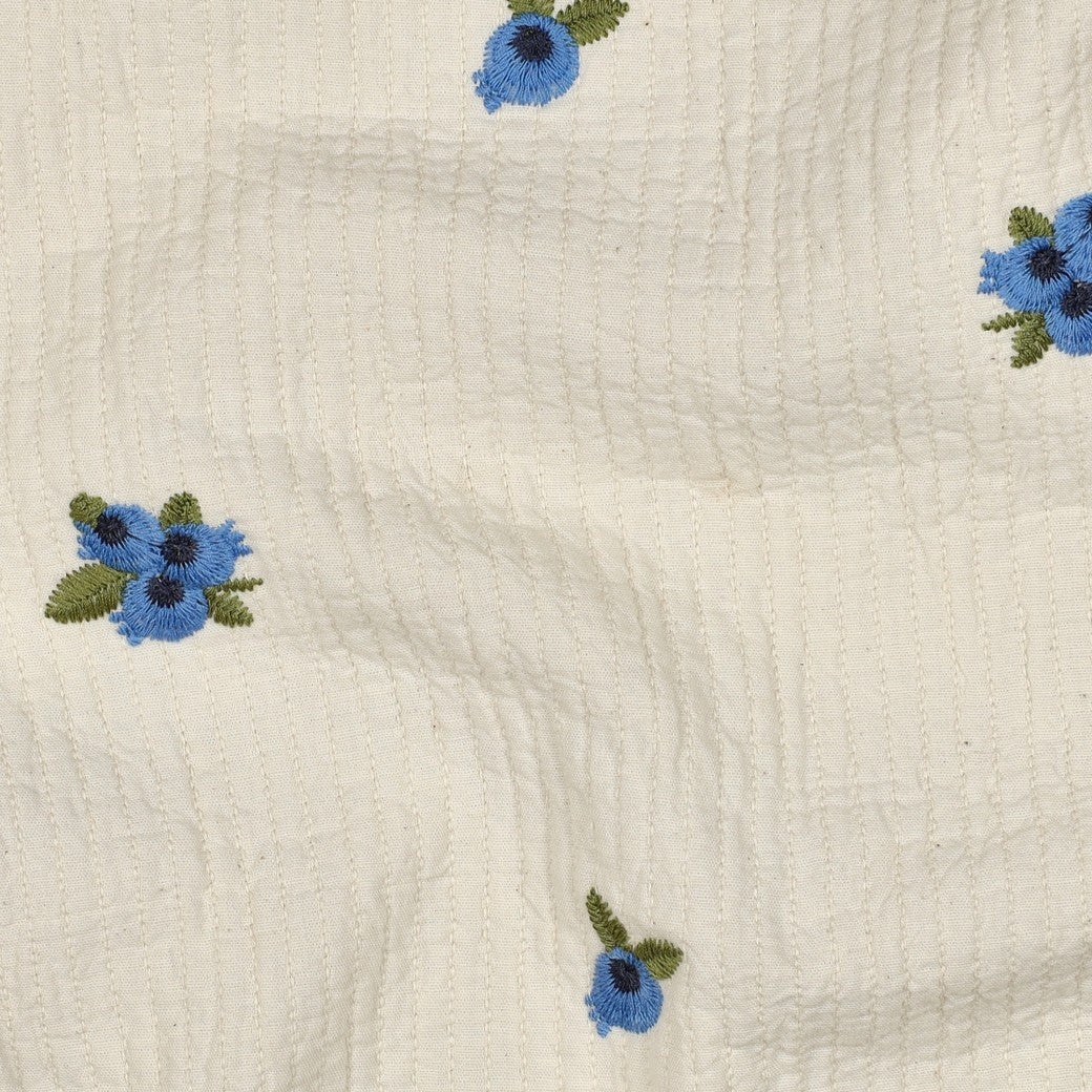 Musselin Bestickt Blaubeere 'Creme'