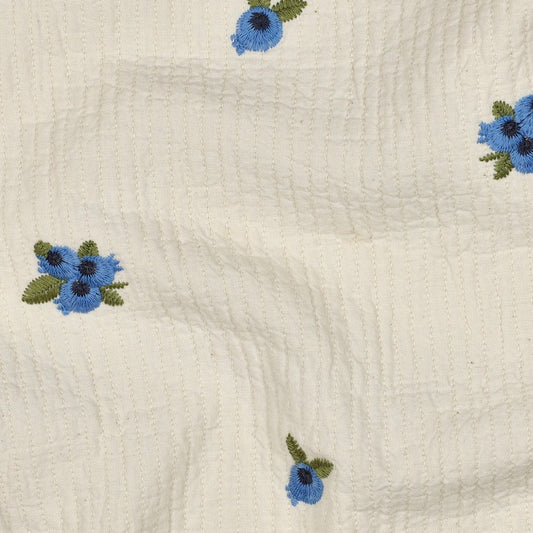 Muslin Broderad Blåbär 'Nature'