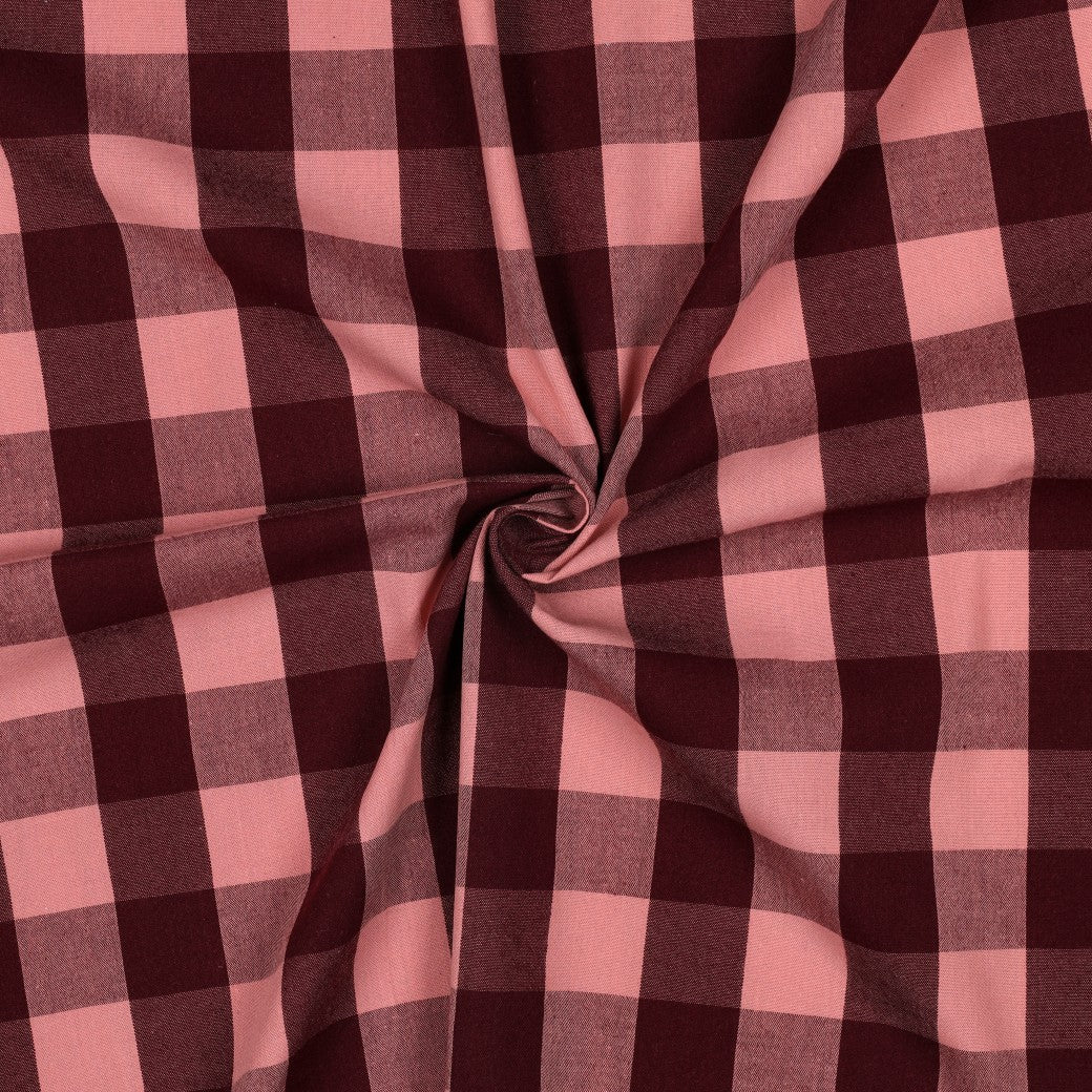 Rutig Vävd Stor 'Aubergine & Light Pink'