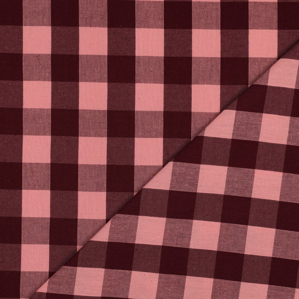 Rutig Vävd Stor 'Aubergine & Light Pink'