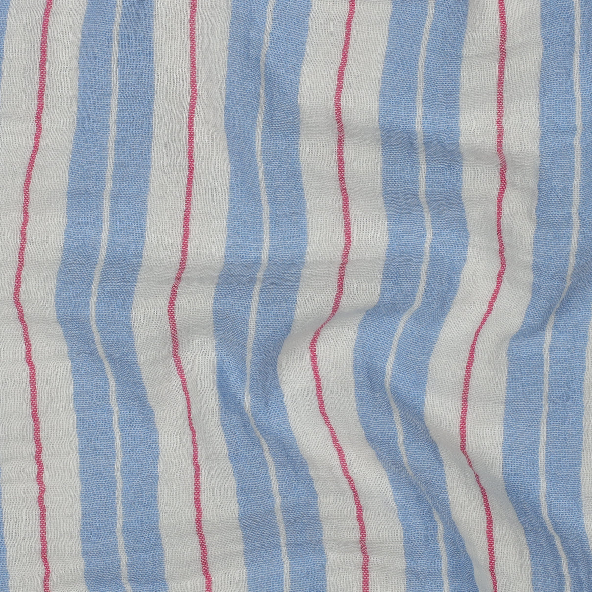 Musselin Gestreift 'Sky Blue, Pink, White'