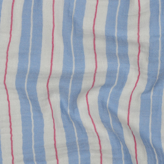 Muslin Randig 'Sky Blue, Pink, White'