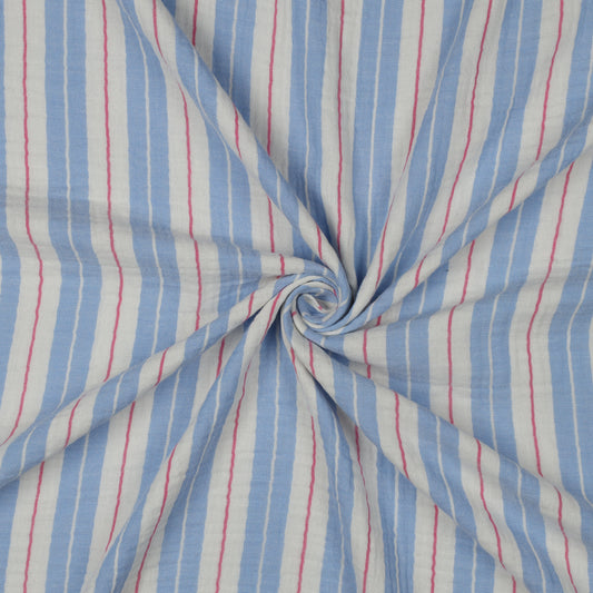 Double Gauze Stripes 'Sky Blue, Pink, White'