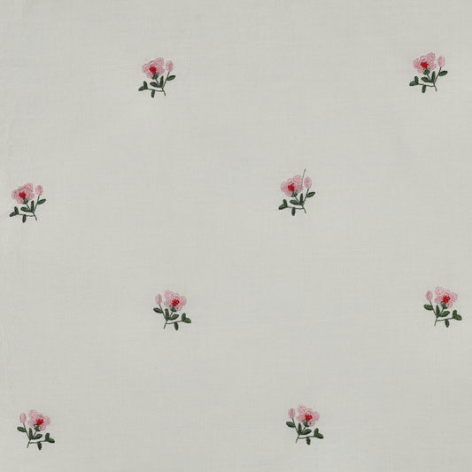 Vävd Voile Blomma broderad 'Creme'