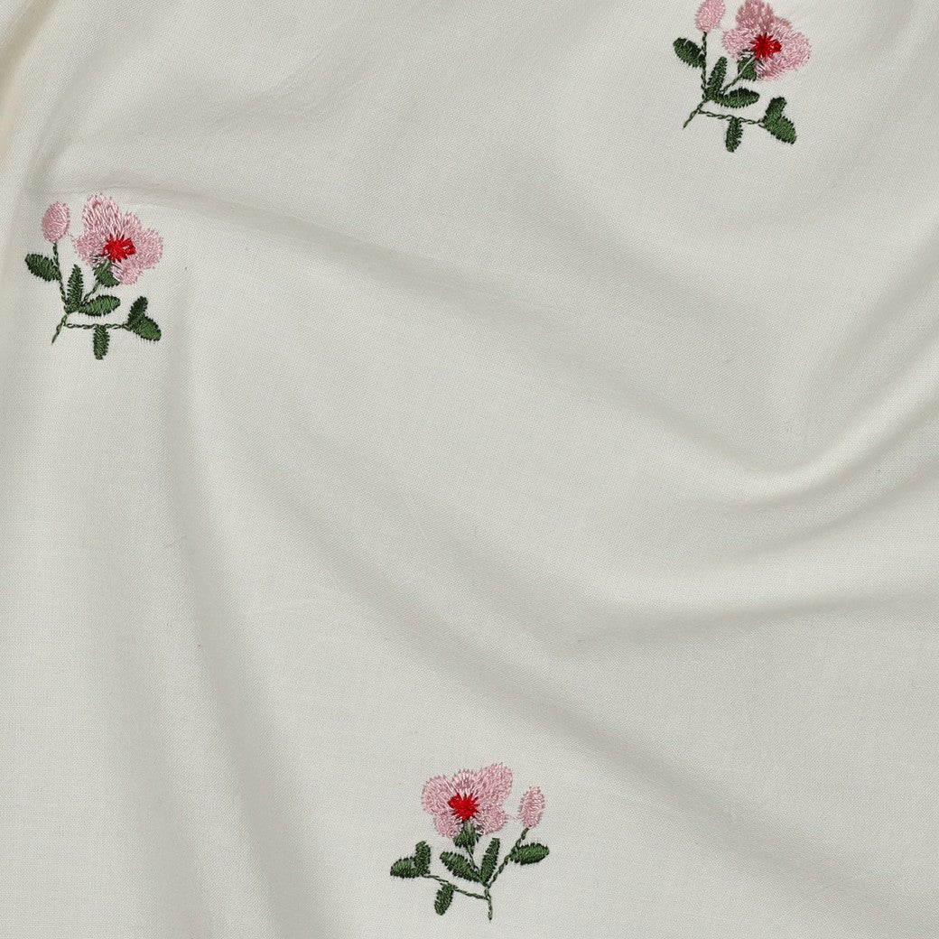 Vävd Voile Blomma broderad 'Creme'