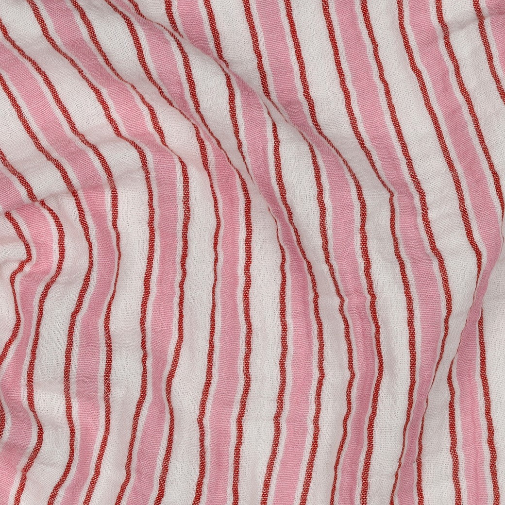 Musselin Gestreift 'Sky Blue, Pink, White'
