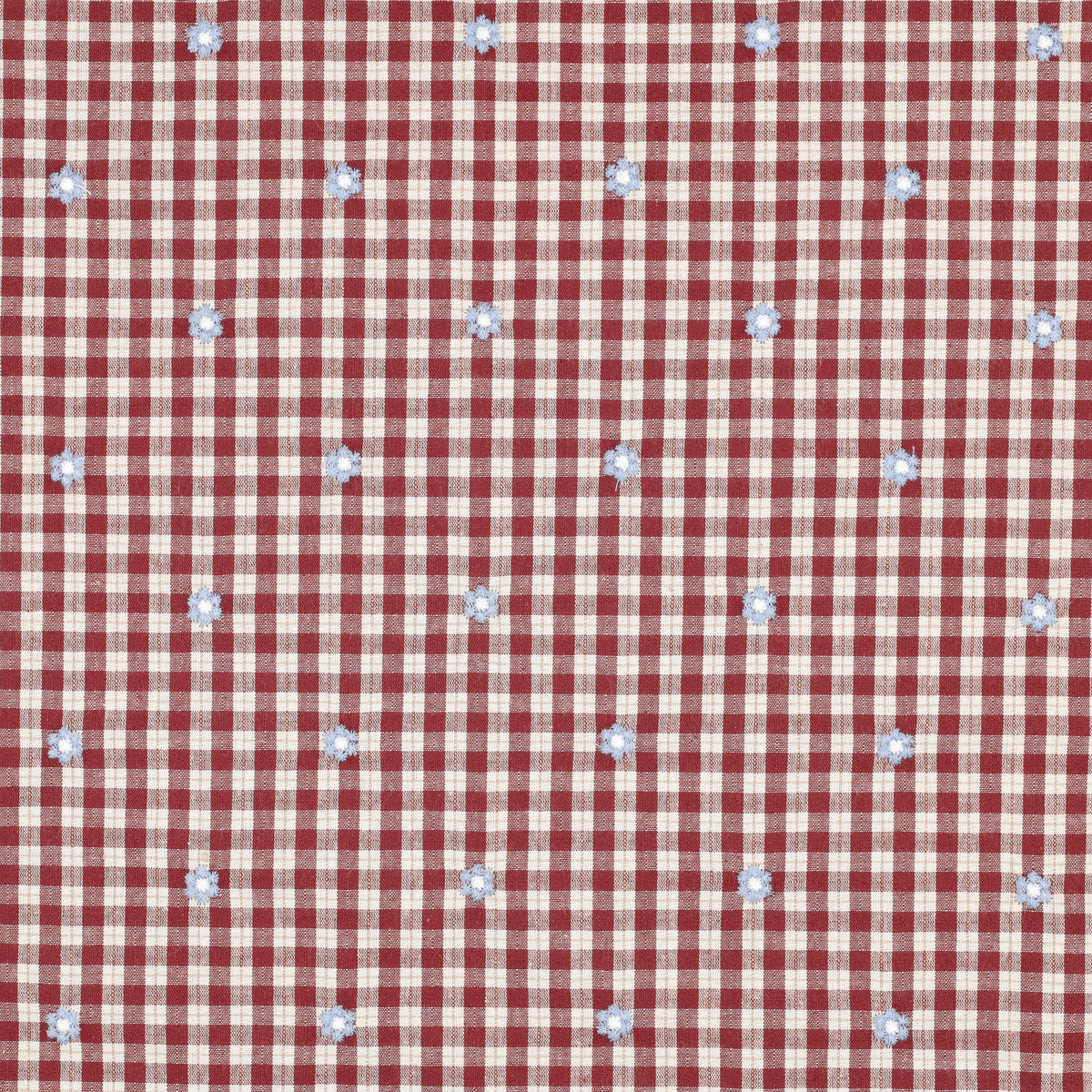 Embroidered Fabric Checkered Flower 'Light Red'