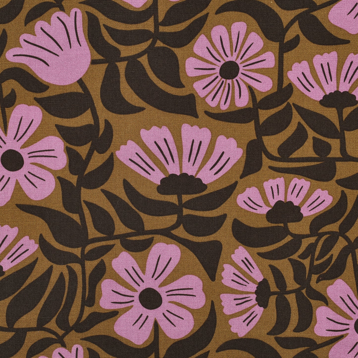 Canvas Stoff Blumen 'Rosa & Golden Brown'