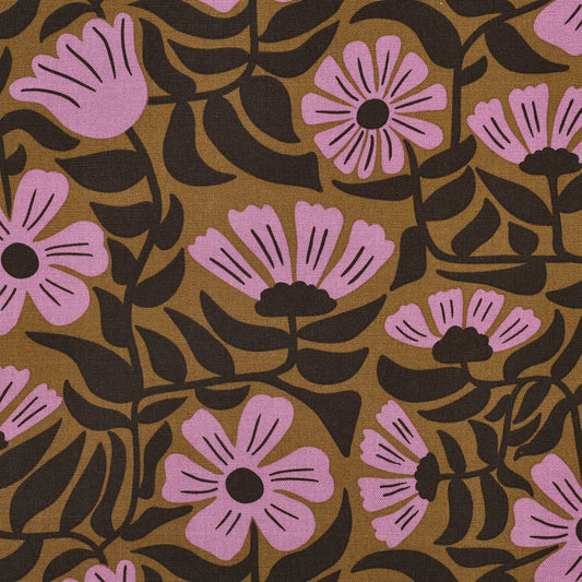 Vävd Canvas Blommor 'Rosa & Golden Brown'