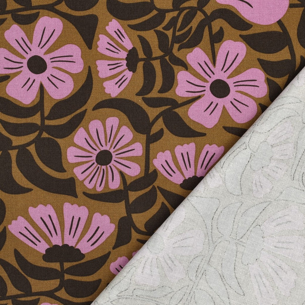 Canvas Stoff Blumen 'Rosa & Golden Brown'