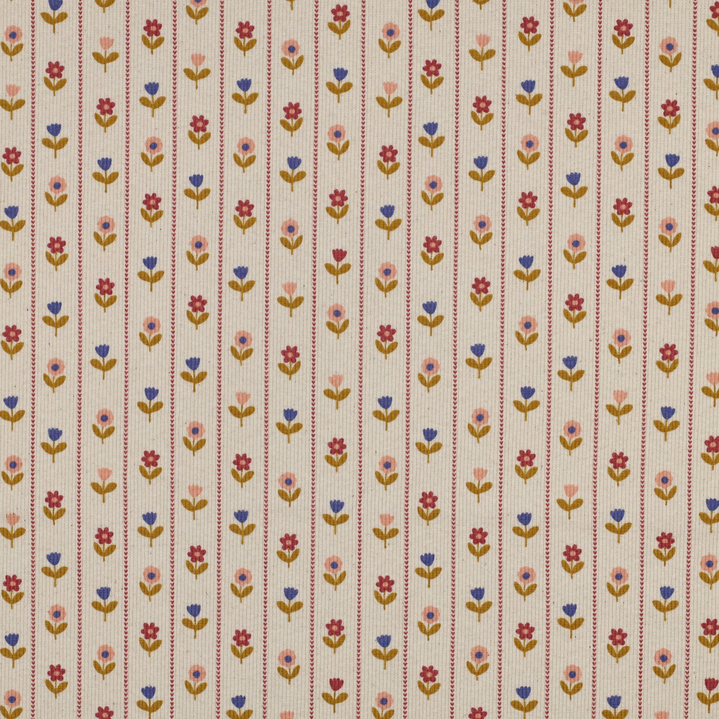 Ribbed Knit Floweres Striped 'Nature'