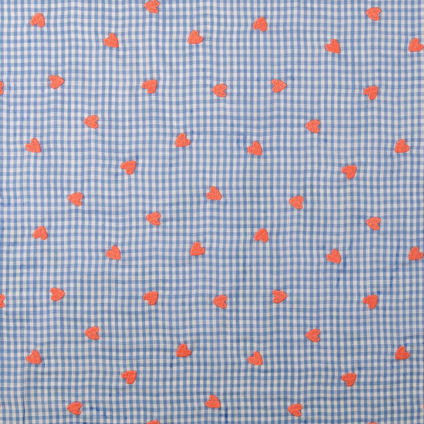 Broderad Vävd Rutig Hjärta 'Blue'