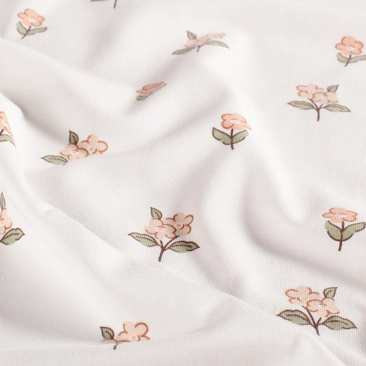 Jersey Flowers Light Pink 'White'