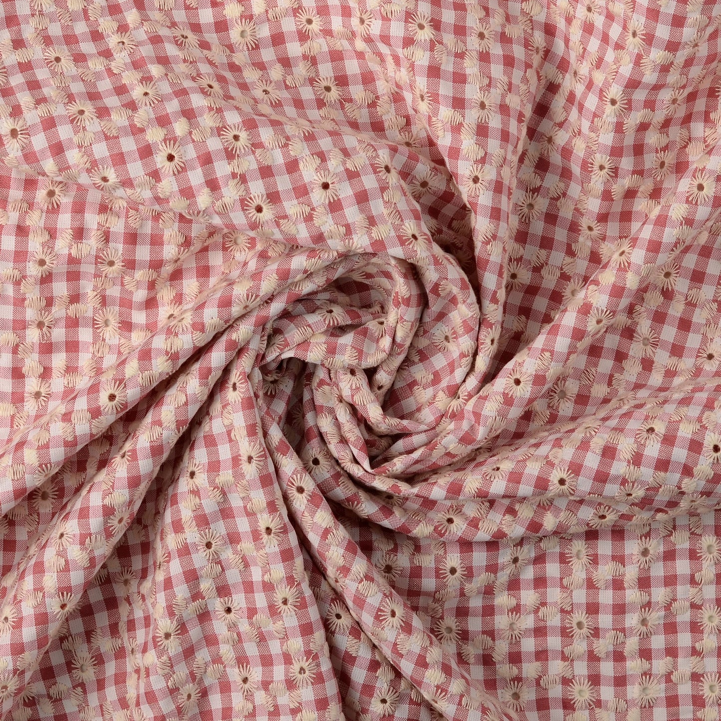 Broderad Vävd Rutig 'Pink'