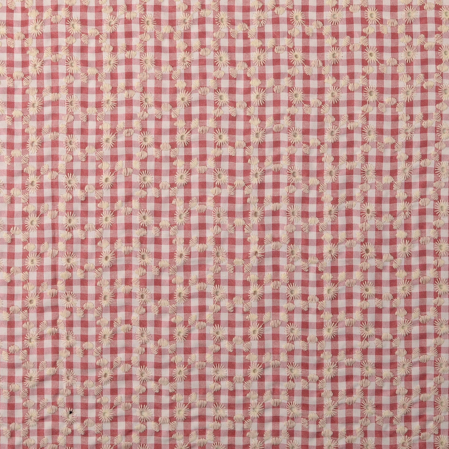 Broderad Vävd Rutig 'Pink'