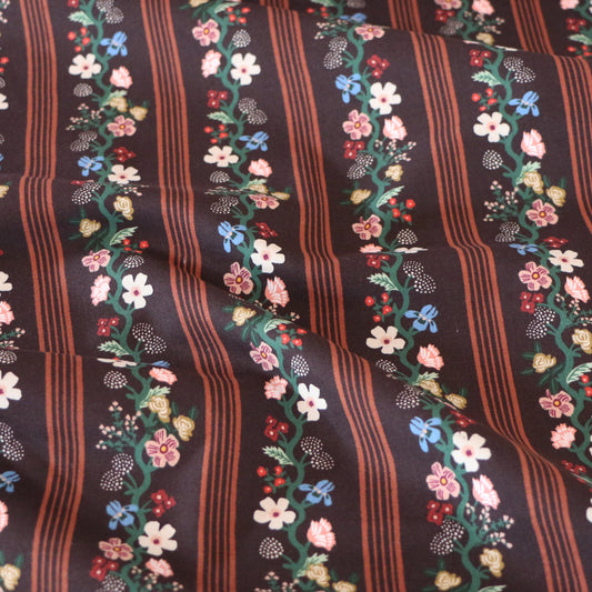 Gewebter Stoff Blumengirlande 'Brown'