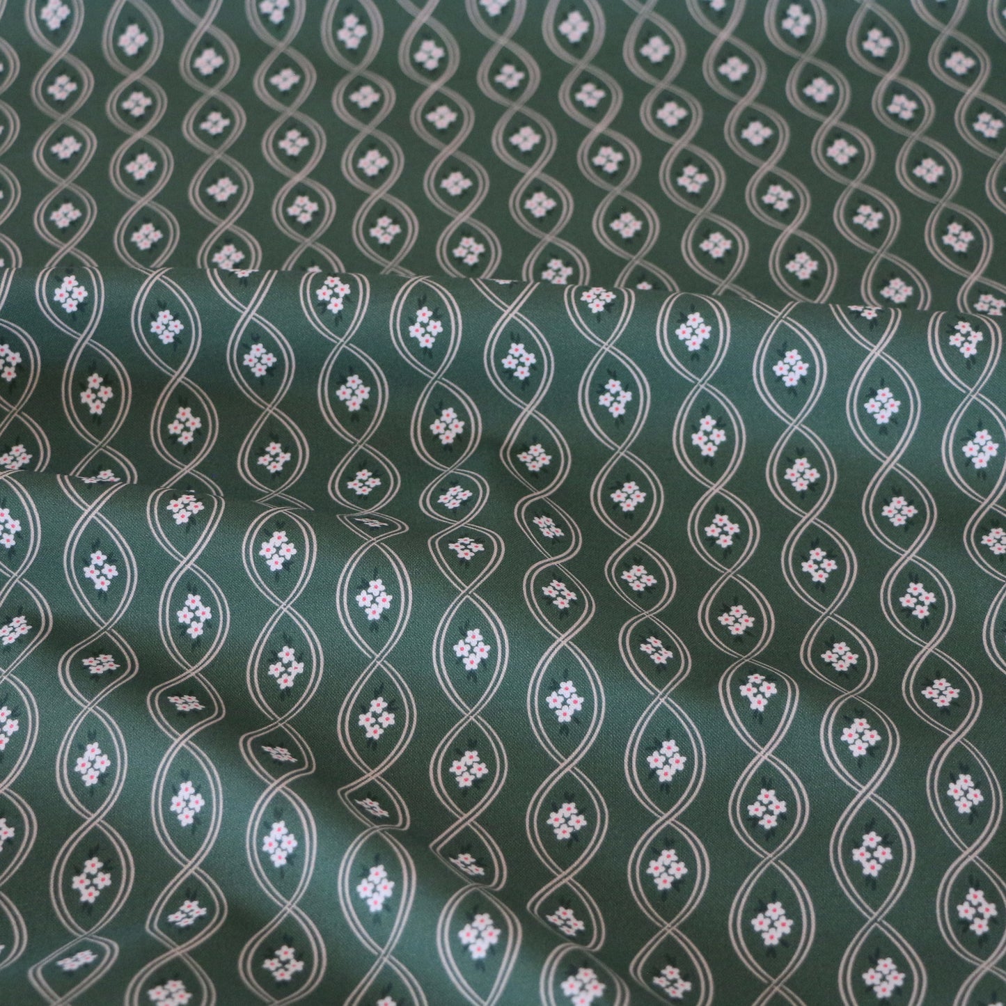 Vävd Retroblomster 'Dark Green'