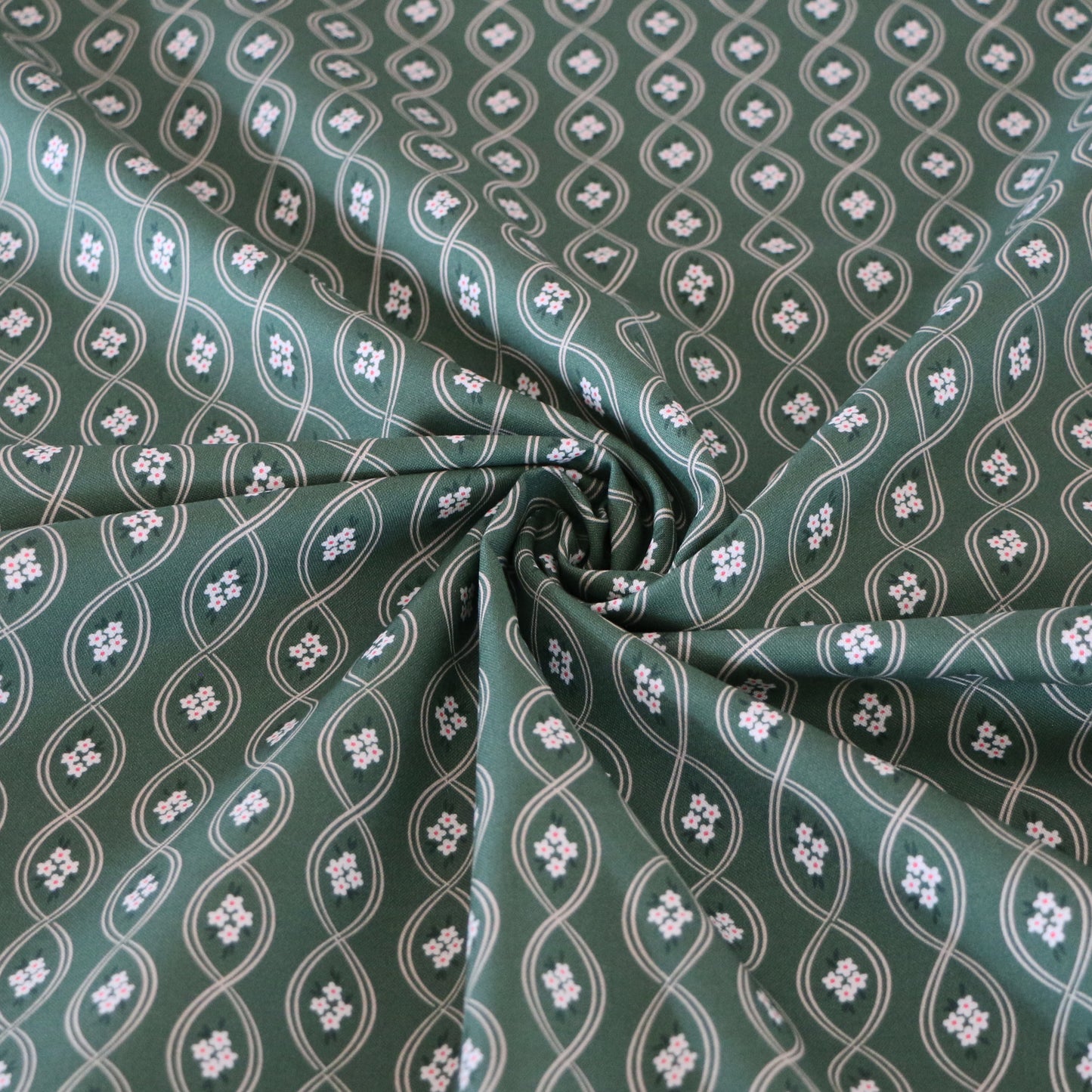 Vävd Retroblomster 'Dark Green'